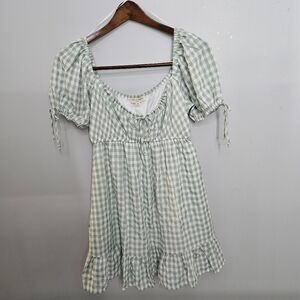 Thirty Thirty Green Gingham Puff Sleeve Dress